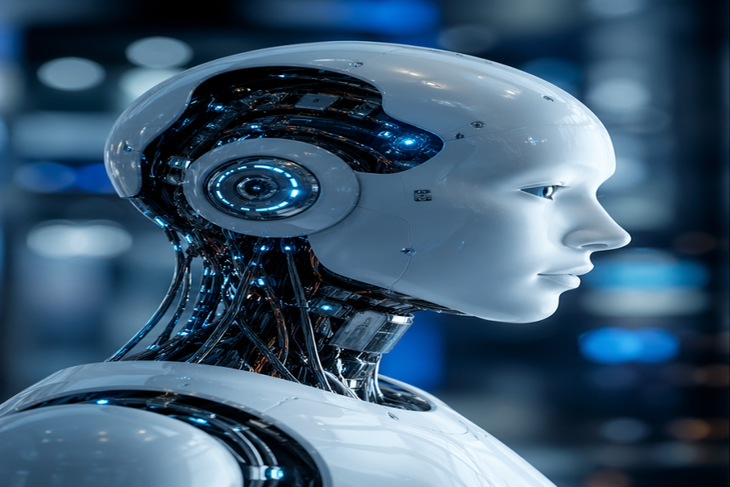 AI Modern Approach Smart futuristic city with autonomous vehicles, drones, and advanced AI-powered infrastructure