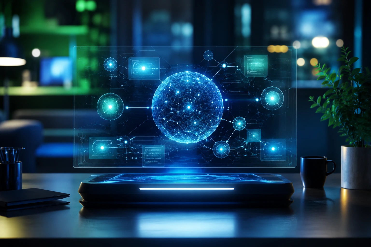 best free ai search engines modern minimalist workspace holographic terminal